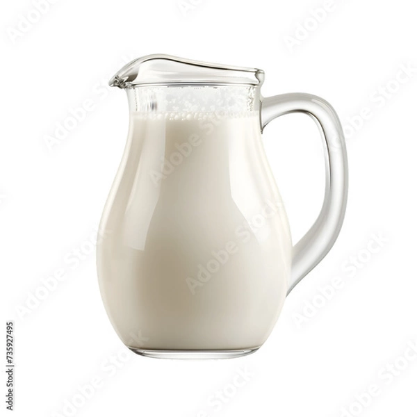 Fototapeta glass jug of milk isolated on a white or transparent background