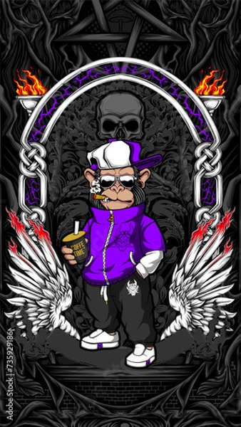 Obraz awesome cool monkey illustration for your print project