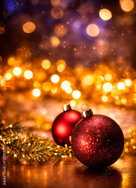 Fototapeta beautiful christmas shiny decor. Selective focus.