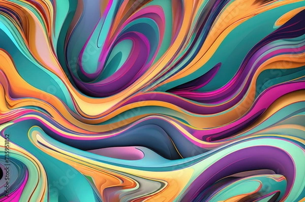 Fototapeta Biomorphic Abstract Pattern with Swirling Shapes and Vibrant Hues