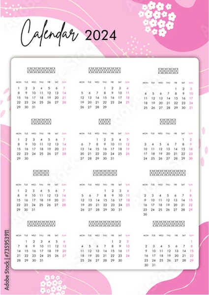 Obraz 2024 Calendar Printable