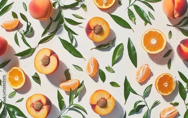 Fototapeta seamless pattern with peaches