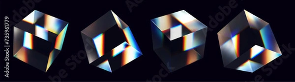Fototapeta Vector glass 3d cube.