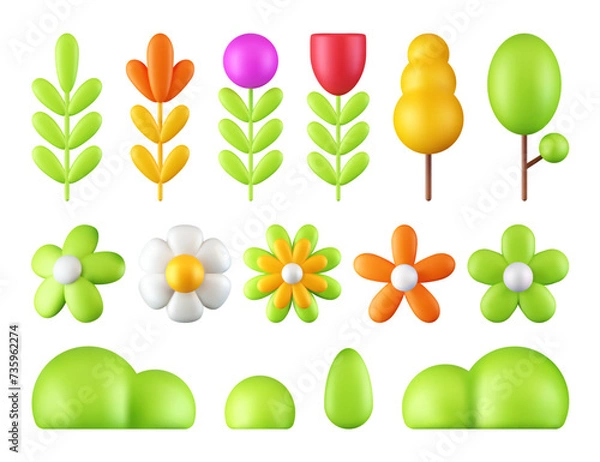 Fototapeta Vector flower 3d icon.