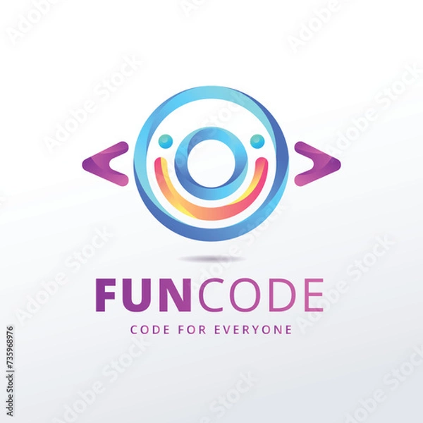Fototapeta Free vector gradient fun code logo, coding logo design.