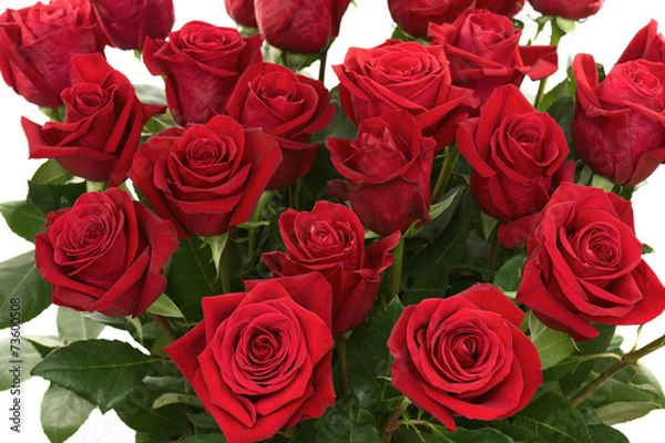Fototapeta Colorful Flower Bouquet from Red Roses Isolated on White Backgro