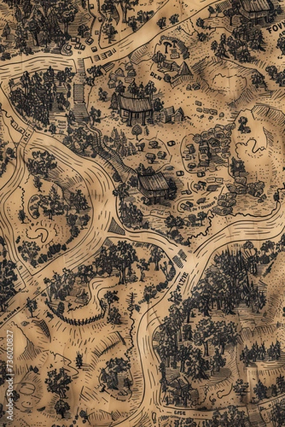 Fototapeta Illustration of a RPG game map.
