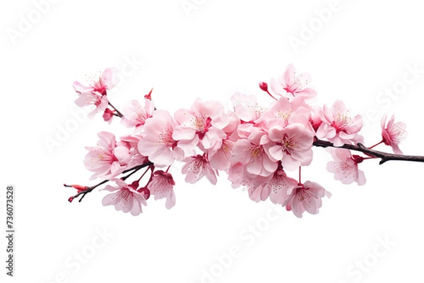 Obraz pink cherry blossom flower on white