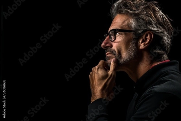 Obraz Pensive Engineer in Hardhat Contemplating

