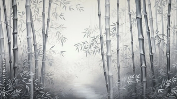 Obraz Background with bamboo forest in Silver color.