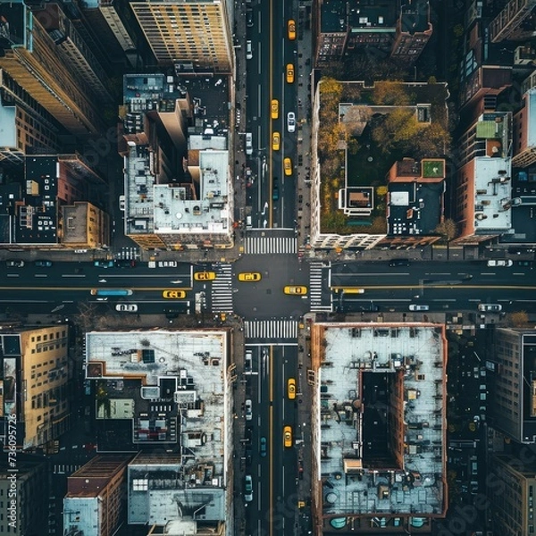 Fototapeta Tilable Repetitive Pattern: Seamless Aerial View of a City Street in Daylight by Generative AI