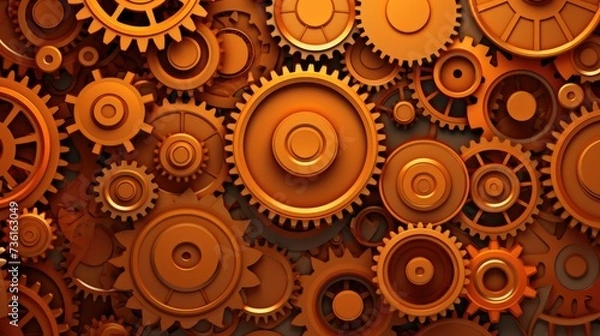 Obraz  Gears Background in Tangerine color