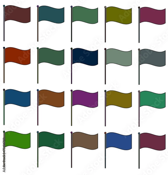 Fototapeta Set of flags of different colors. Raster