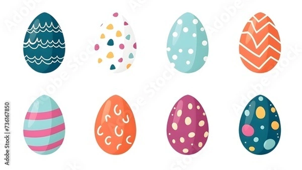 Obraz Easter eggs flat icon designs set 