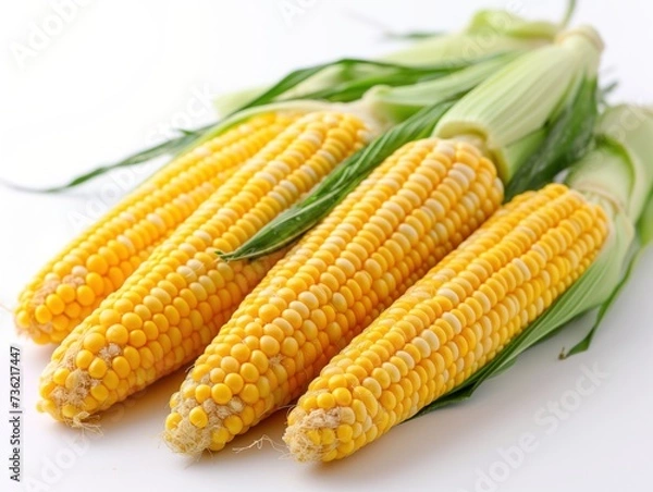 Obraz Heads of raw corn white background