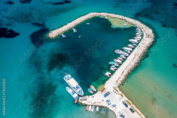 Fototapeta Aerial view of the coast of the sea