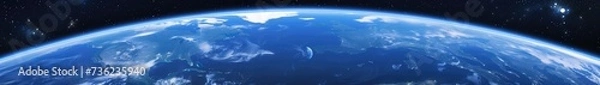 Fototapeta View from space of the earth and the moon. Earth's orbit. Open space.