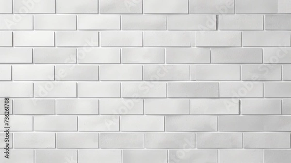 Fototapeta Simple white brick wall with light gray shadows seamless pattern surface texture background in banner panorama wide format
