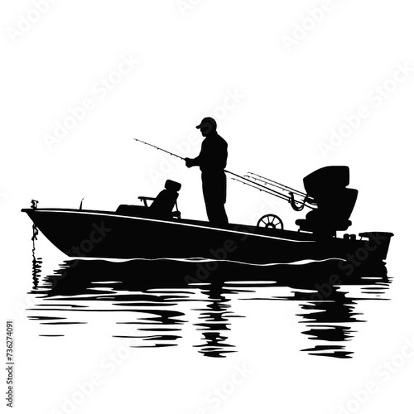 Fototapeta silhouette of a person with a boat