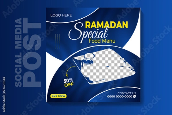 Fototapeta This is a square special food social media post banner template. This template are fully editable and customisable (text, color, photo).You can edit it quickly and easily.