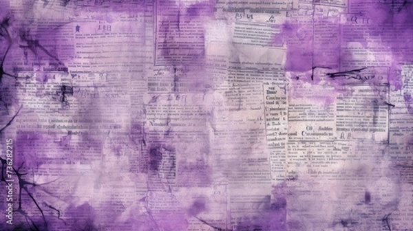 Fototapeta The background is old newspaper clippings in Violet color