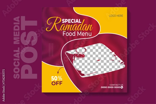 Fototapeta This is a square special food social media post banner template. This template are fully editable and customisable (text, color, photo).You can edit it quickly and easily.