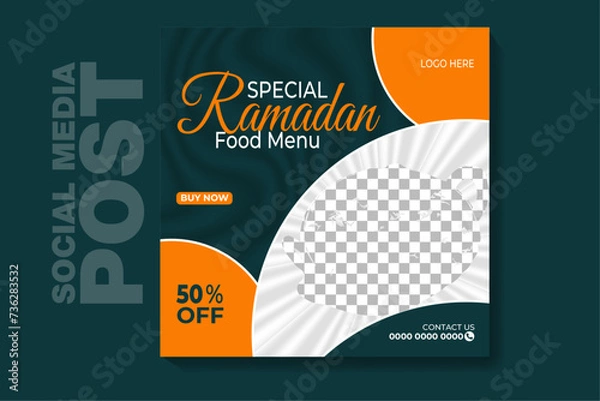 Fototapeta This is a square special food social media post banner template. This template are fully editable and customisable (text, color, photo).You can edit it quickly and easily.