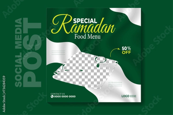 Fototapeta This is a square special food social media post banner template. This template are fully editable and customisable (text, color, photo).You can edit it quickly and easily.