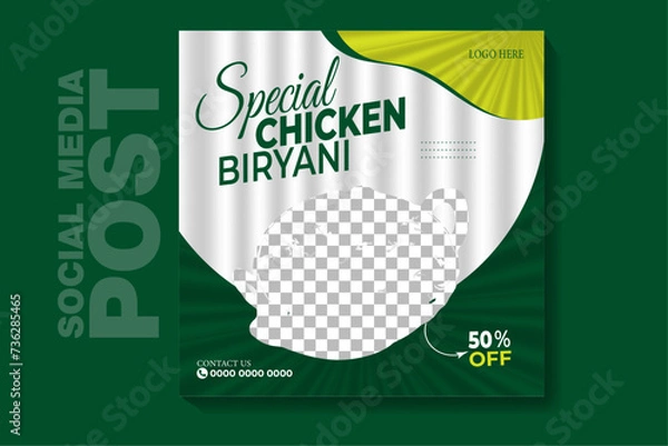 Fototapeta This is a square special food social media post banner template. This template are fully editable and customisable (text, color, photo).You can edit it quickly and easily.
