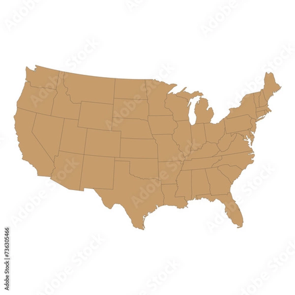Fototapeta United states Map- World Map International vector template with thin black outline or outline graphic sketch style and black color isolated on white background - Vector illustration eps 10