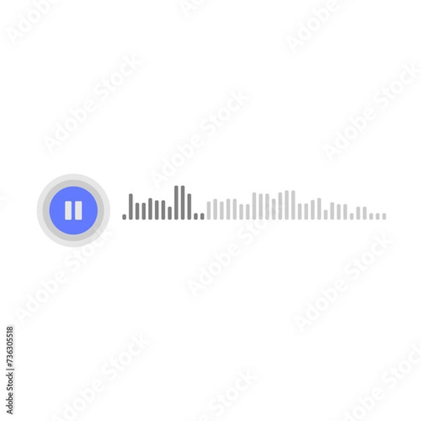Fototapeta Voice messages bubble icon with sound wave and microphone. Voice messaging correspondence. Modern flat style vector illustration.