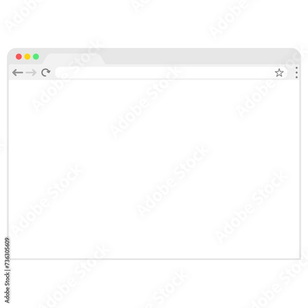 Obraz Modern browser window design isolated on dark grey background. Web window screen mockup. Internet empty page concept with shadow. Vector illustration