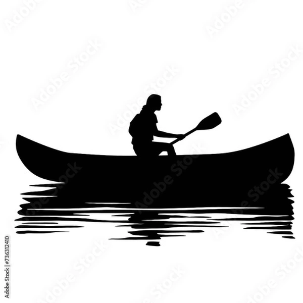 Obraz fisherman in a boat silhouette