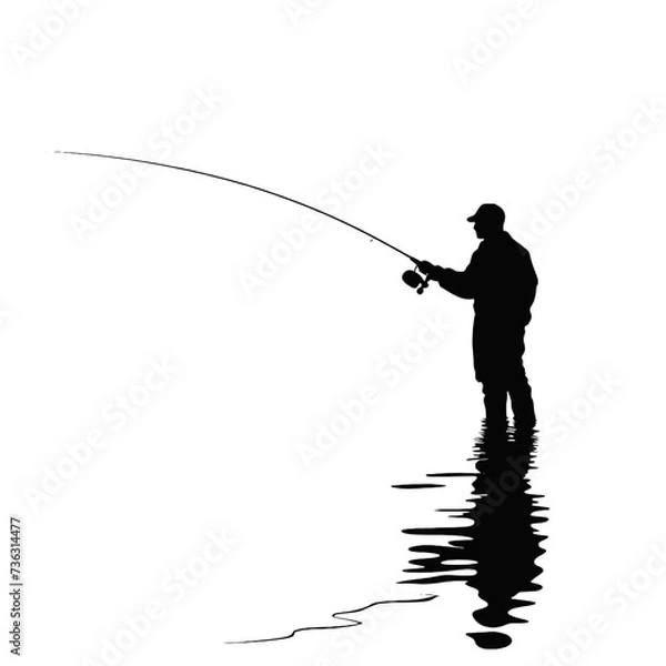Fototapeta silhouette of fisherman with rod