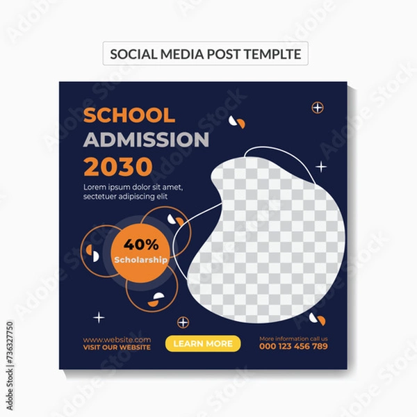 Obraz School admission by social media post banner template Design