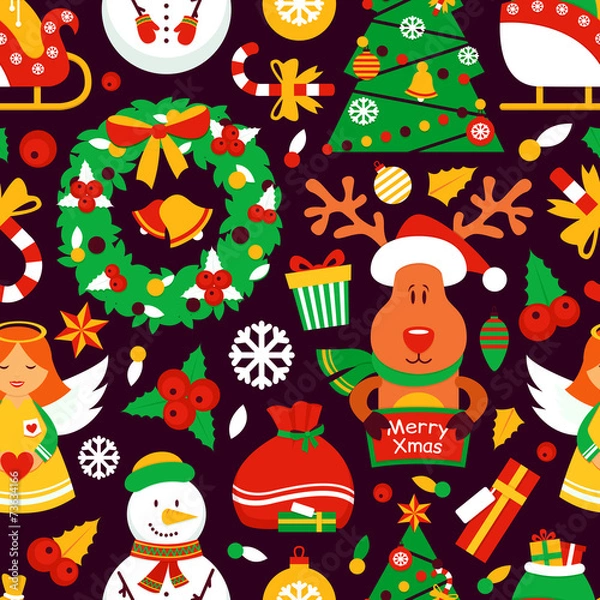 Fototapeta Christmas seamless pattern
