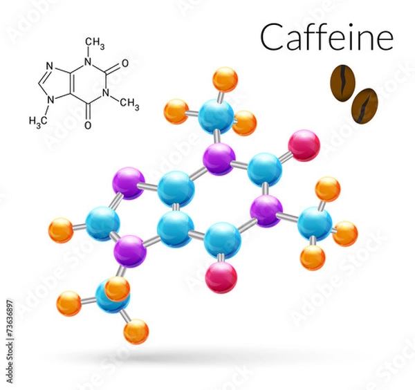 Fototapeta Caffeine molecule 3d