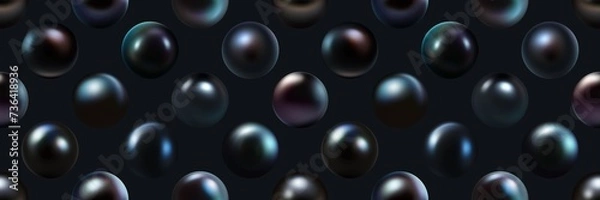 Obraz Black iridescent pearls seamless background. Dark gemstone seamless pattern.