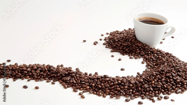 Obraz Whiplash Style, Coffee Cup and Beans Composition