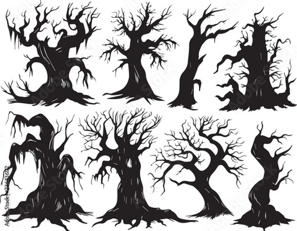 Obraz Set Trees. Hand drawn vector illustration