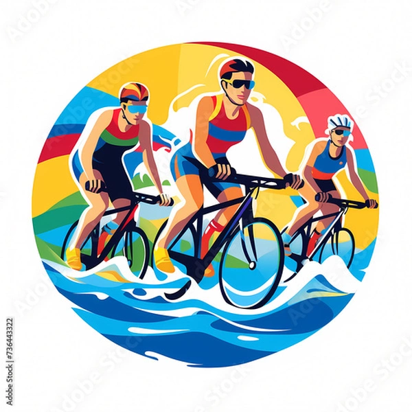 Obraz Triathlon: Olympic Games cartoon Clip Art