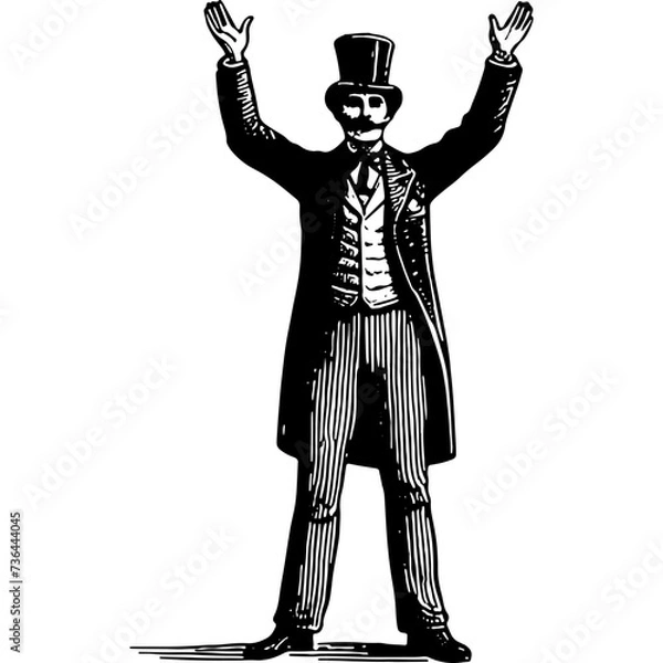 Obraz Vintage Man With Raised Hands