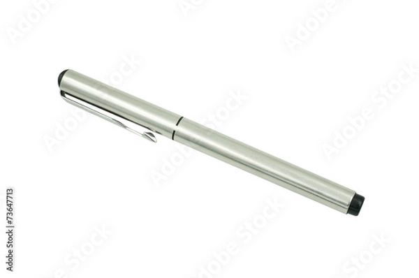 Obraz Silver pen with cap on white background