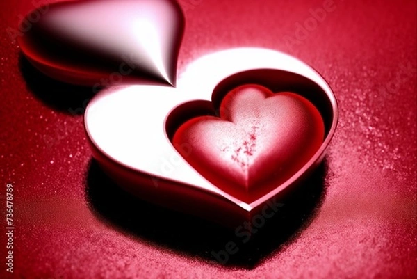 Fototapeta Red heart on the wall, valentine's day background.