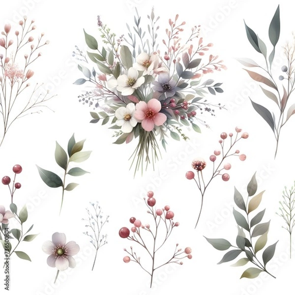 Obraz Small Blooms in a Watercolor Journey