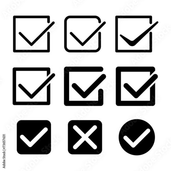 Fototapeta vector check marks or ticks in boxes