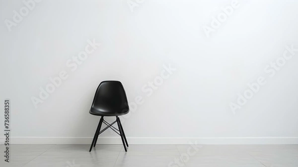 Fototapeta Elegant black Chair in a light Room. Blank Wall for Mockup Templates