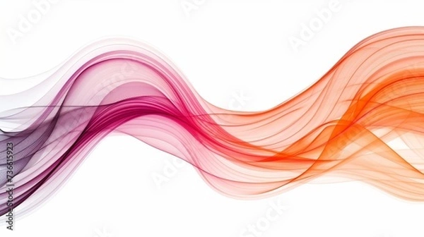 Fototapeta Abstract red and orange delicate soft waves flowing design background   modern digital art concept