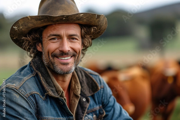 Fototapeta Portrait of a handsome smiling farmer
