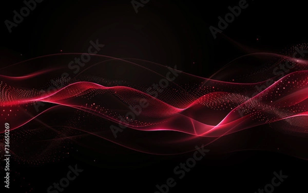 Obraz Abstract Waving Particle Technology Background Design. Abstract wave moving dots flow particles